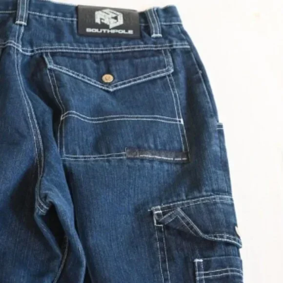 Southpole 34x30 Baggy Urban Y2K Cargo Paratrooper Dark Denim Mens Jeans